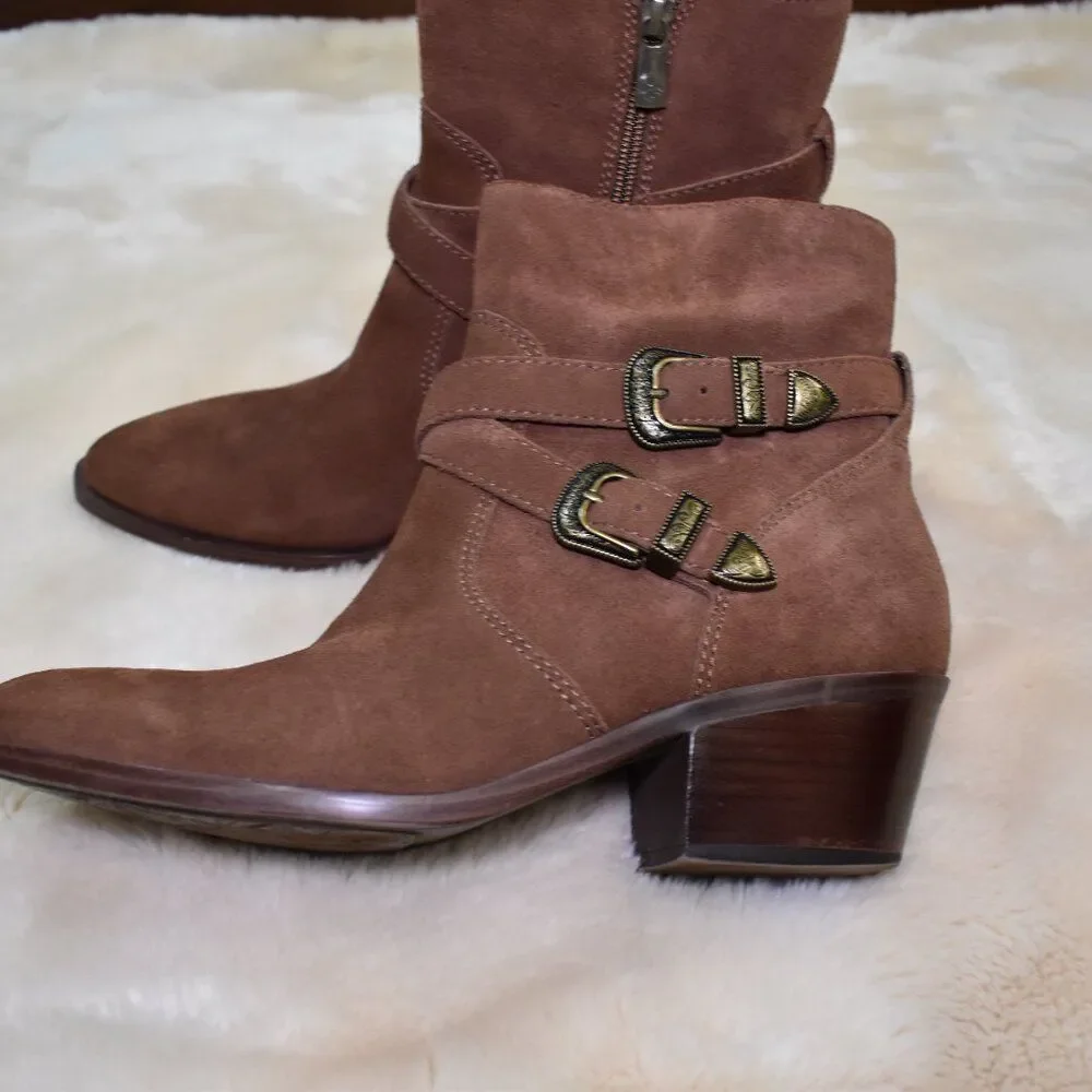Patricia Nash Sandra Brown Suede Ankle Booties Western Cowgirl Boots Sz 9